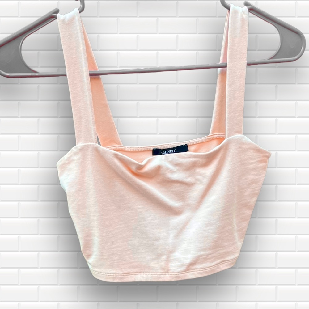 Forever 21 Peach Sleeveless Croptop Cami Stretch Bodycon Cropped Tank Sz Small